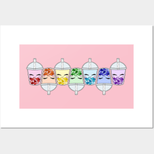 Boba Tea Rainbow Line Posters and Art